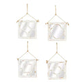 Wood Carved Designs Wall Mirror with Rope Hanger Set of 4 White - Olivia & May