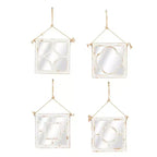 Wood Carved Designs Wall Mirror with Rope Hanger Set of 4 White - Olivia & May