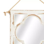 Lot de 4 miroirs muraux en bois sculpté avec corde de suspension blancs