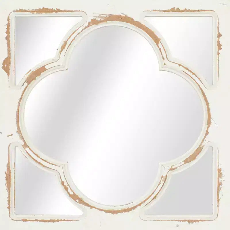 Lot de 4 miroirs muraux en bois sculpté avec corde de suspension blancs
