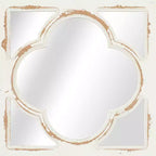 Lot de 4 miroirs muraux en bois sculpté avec corde de suspension blancs