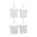 Lot de 4 miroirs muraux en bois sculpté avec corde de suspension blancs