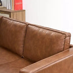 Canapé en cuir 81 pour salon, canapé moderne du milieu du siècle avec sièges profonds, canapé en similicuir marron, canapé 3 places avec housse amovible pour appartement