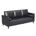Canapé en cuir 81 pour salon, canapé moderne du milieu du siècle avec sièges profonds, canapé en similicuir marron, canapé 3 places avec housse amovible pour appartement