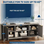 Meuble TV Mid-Century Moderne avec Design Cannelé et Meubles de Rangement, Centre de Divertissement avec Étagères Ouvertes pour Salon
