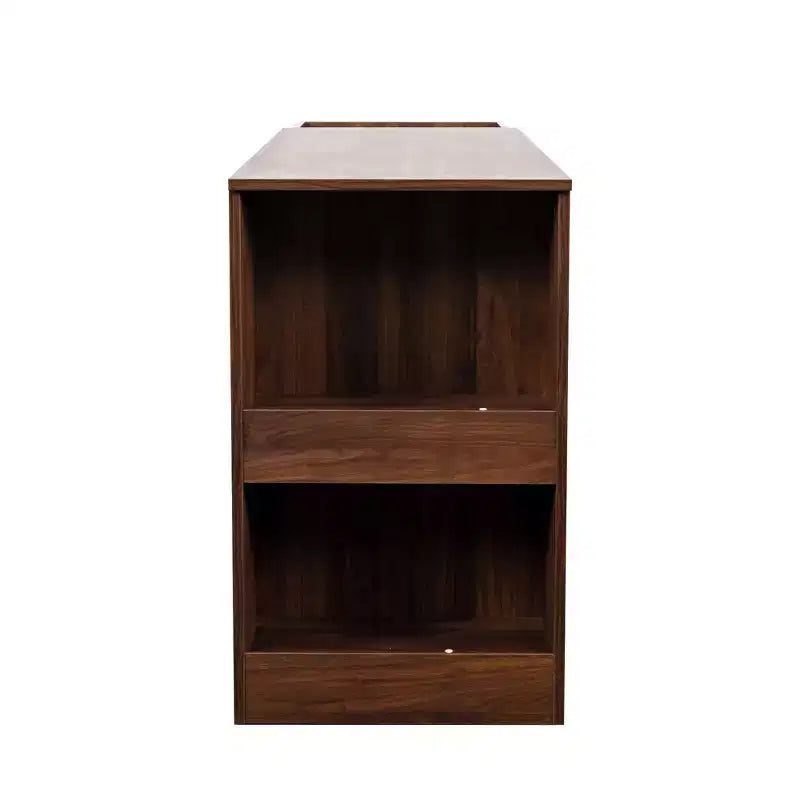 59.09IN Bureau Debout Moderne avec Tiroirs, Bureau d'Angle avec Table Extensible, Bureau Réglable pour Salon, Bureau, Étude, Noyer