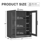 Armoire de rangement de 91 cm de haut effet grain de bois blanc, organisateur de rangement avec 2 portes vitrées pour chambre/salon/salle à manger