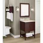 Miroir de salle de bain 24x30 po. biseauté avec cadre en bois Espresso, miroir mural moderne pour lavabo de salle de bain ou entrée