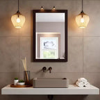 Miroir de salle de bain 24x30 po. biseauté avec cadre en bois Espresso, miroir mural moderne pour lavabo de salle de bain ou entrée