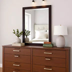 Miroir de salle de bain 24x30 po. biseauté avec cadre en bois Espresso, miroir mural moderne pour lavabo de salle de bain ou entrée