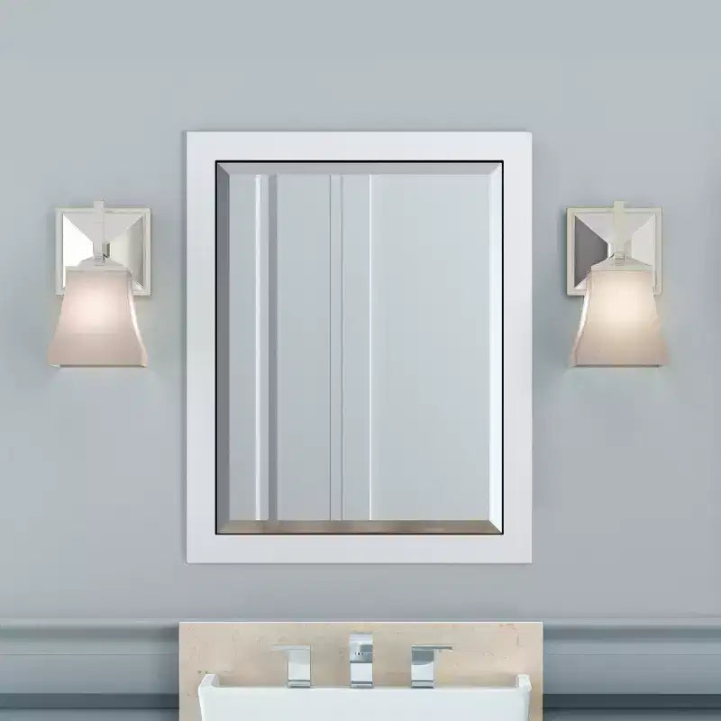 Miroir de salle de bain 24x30 po. biseauté avec cadre en bois Espresso, miroir mural moderne pour lavabo de salle de bain ou entrée