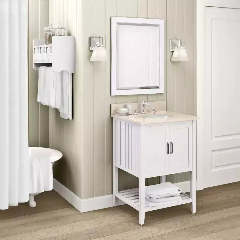 Miroir de salle de bain 24x30 po. biseauté avec cadre en bois Espresso, miroir mural moderne pour lavabo de salle de bain ou entrée