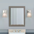 Miroir de salle de bain 24x30 po. biseauté avec cadre en bois Espresso, miroir mural moderne pour lavabo de salle de bain ou entrée