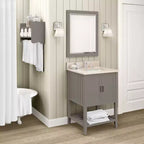 Miroir de salle de bain 24x30 po. biseauté avec cadre en bois Espresso, miroir mural moderne pour lavabo de salle de bain ou entrée