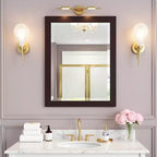 Miroir de salle de bain 24x30 po. biseauté avec cadre en bois Espresso, miroir mural moderne pour lavabo de salle de bain ou entrée