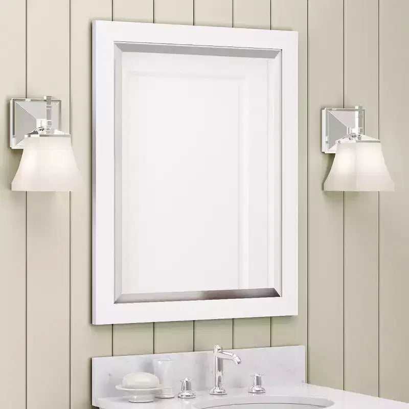 Miroir de salle de bain 24x30 po. biseauté avec cadre en bois Espresso, miroir mural moderne pour lavabo de salle de bain ou entrée