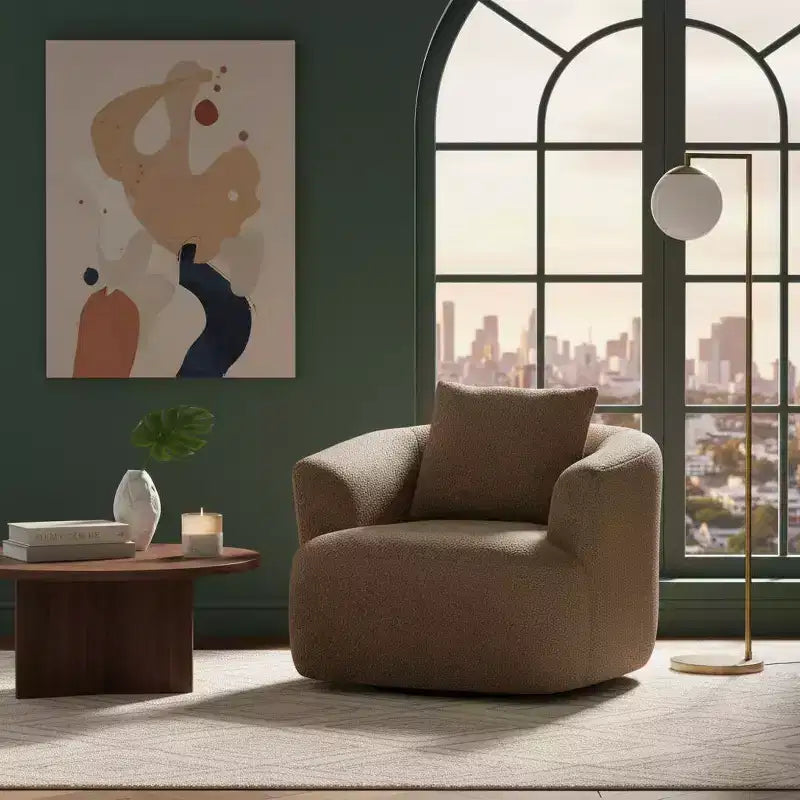 Fauteuil d'appoint pivotant à 360° avec oreiller décoratif