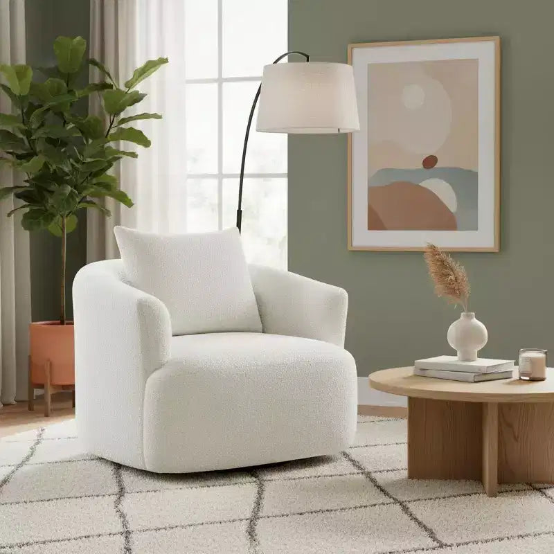 Fauteuil d'appoint pivotant à 360° avec oreiller décoratif