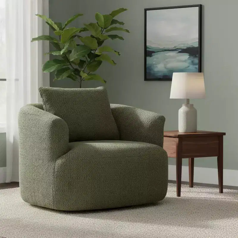 Fauteuil d'appoint pivotant à 360° avec oreiller décoratif