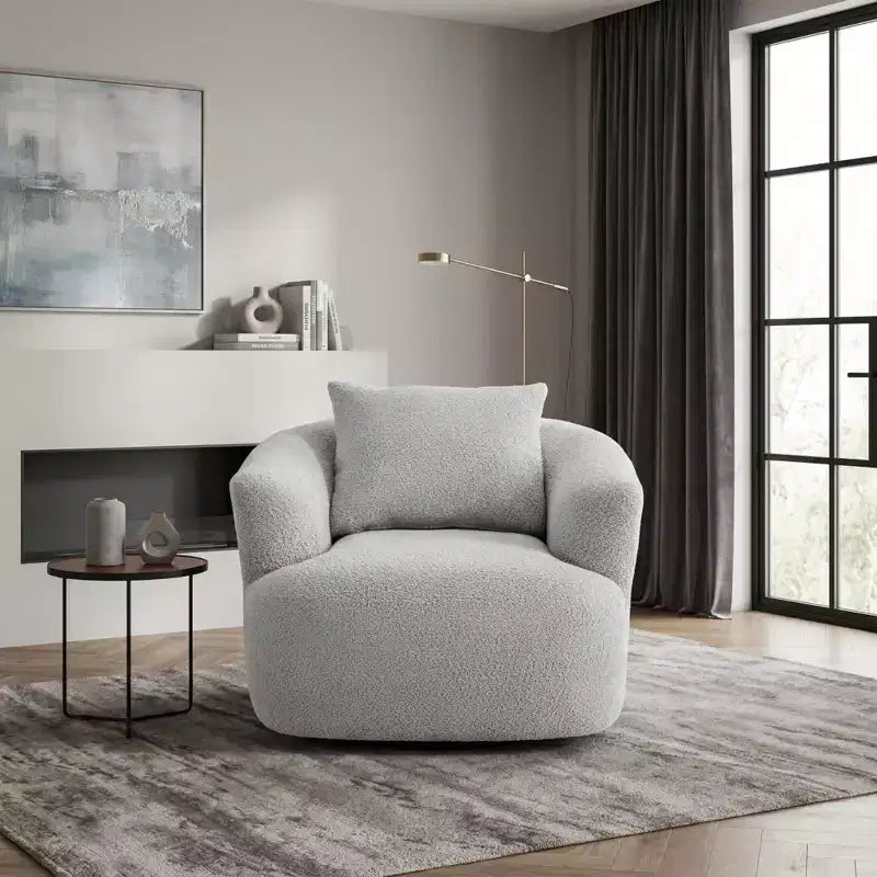 Fauteuil d'appoint pivotant à 360° avec oreiller décoratif