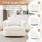 Fauteuil d'appoint pivotant à 360° avec oreiller décoratif