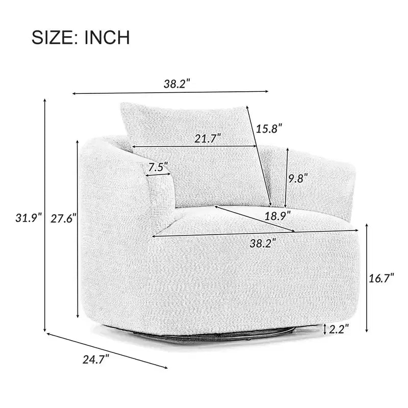 Fauteuil d'appoint pivotant à 360° avec oreiller décoratif