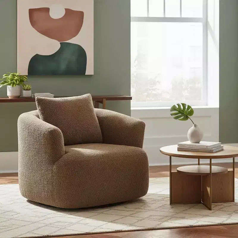 Fauteuil d'appoint pivotant à 360° avec oreiller décoratif