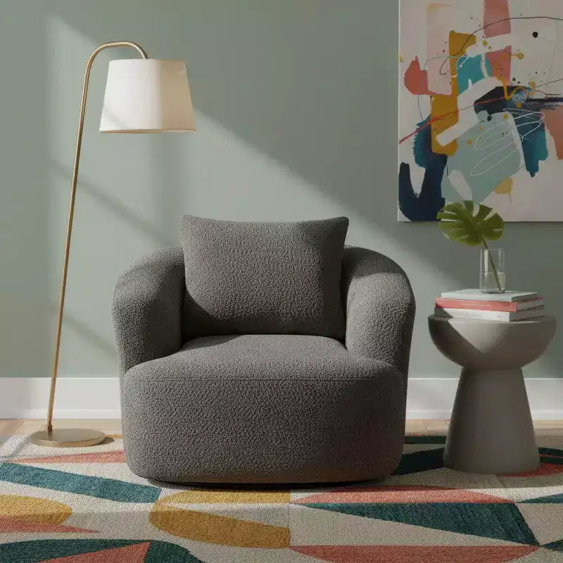 Fauteuil d'appoint pivotant à 360° avec oreiller décoratif