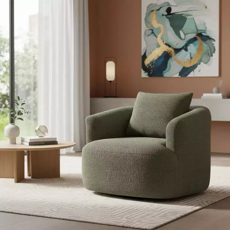 Fauteuil d'appoint pivotant à 360° avec oreiller décoratif