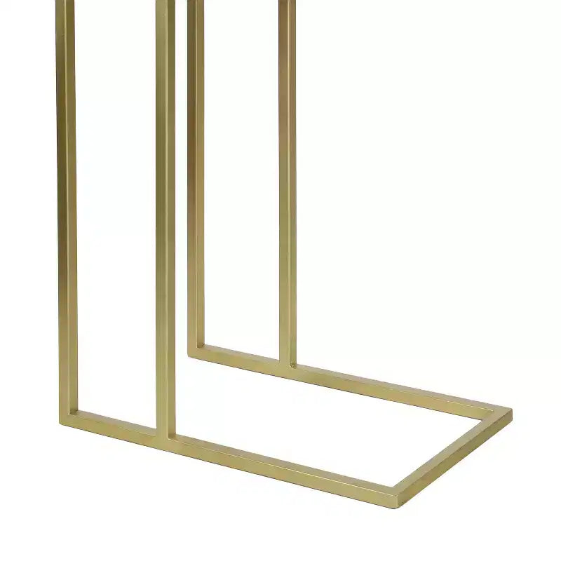 24.25 Table d'appoint et de canapé en forme de C en métal industriel de designer avec plateau en marbre blanc