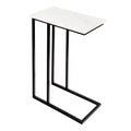 JONATHAN Y Caius 24.25 Designer Industrial Metal C-Shaped End Table & Side Couch Table with White Marble Top