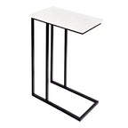 JONATHAN Y Caius 24.25 Designer Industrial Metal C-Shaped End Table & Side Couch Table with White Marble Top