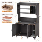 Meuble cache-litière pour chat avec étagère de rangement, meuble cache-litière moderne en bois avec étagères de rangement, idéal pour chats d'intérieur