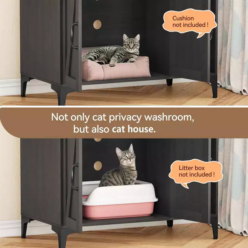 Meuble cache-litière pour chat avec étagère de rangement, meuble cache-litière moderne en bois avec étagères de rangement, idéal pour chats d'intérieur