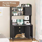 Meuble cache-litière pour chat avec étagère de rangement, meuble cache-litière moderne en bois avec étagères de rangement, idéal pour chats d'intérieur