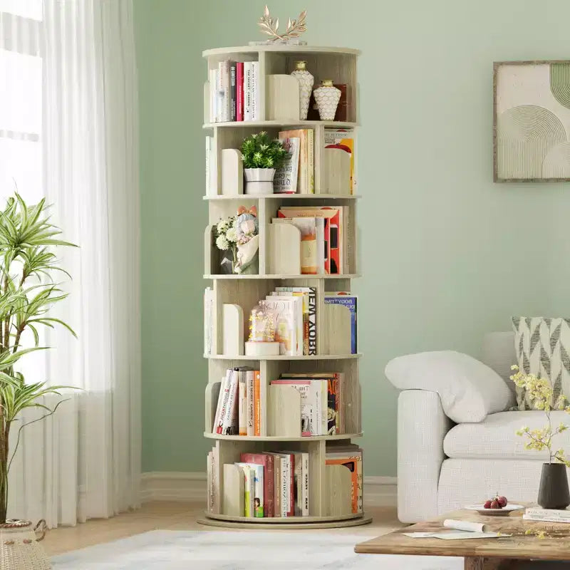 Besiost Rotating Bookcase, 360 Display Corner Bookshelf for Small Space