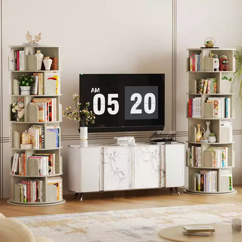 Bibliothèque rotative, étagère d'angle à 360° pour petits espaces