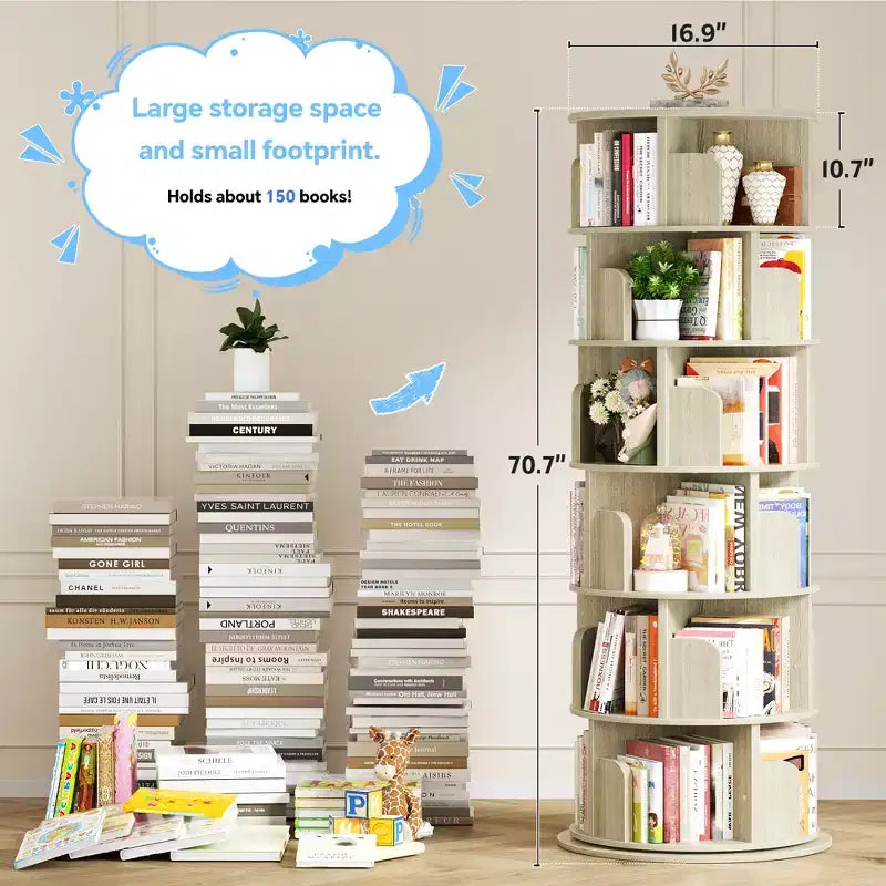 Bibliothèque rotative, étagère d'angle à 360° pour petits espaces