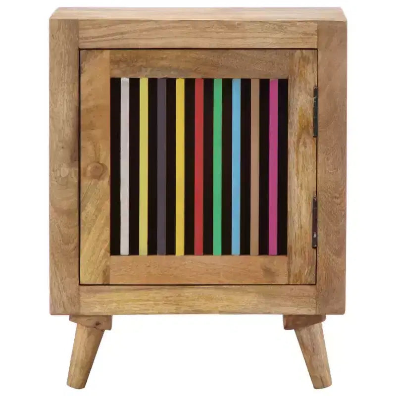vidaXL Solid Mango Wood Bedside Cabinet | Scandinavian Style Nightstand | Rectangular Bedroom Furniture | Brown