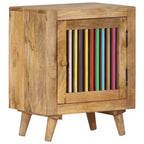 Table de chevet en bois de manguier massif | Chevet de style scandinave | Meuble de chambre rectangulaire | Marron