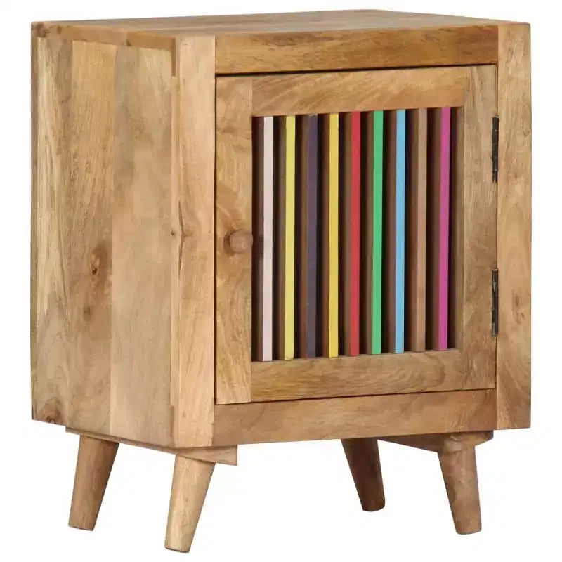 Table de chevet en bois de manguier massif | Chevet de style scandinave | Meuble de chambre rectangulaire | Marron