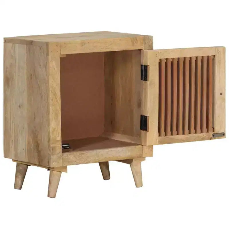 Table de chevet en bois de manguier massif | Chevet de style scandinave | Meuble de chambre rectangulaire | Marron