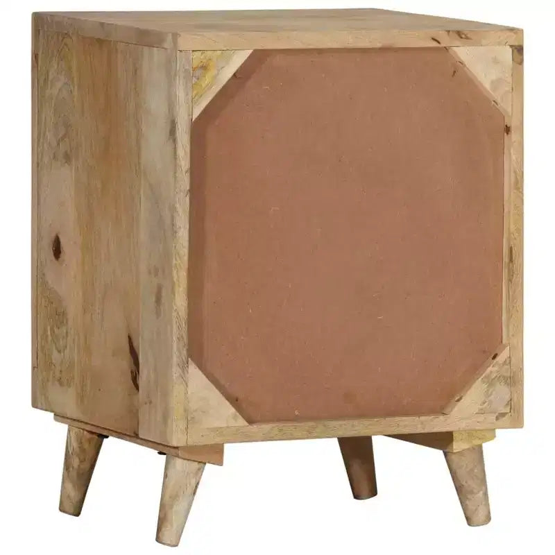 Table de chevet en bois de manguier massif | Chevet de style scandinave | Meuble de chambre rectangulaire | Marron