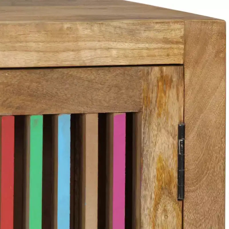 Table de chevet en bois de manguier massif | Chevet de style scandinave | Meuble de chambre rectangulaire | Marron