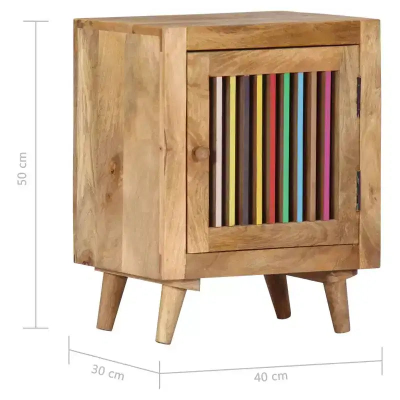 Table de chevet en bois de manguier massif | Chevet de style scandinave | Meuble de chambre rectangulaire | Marron