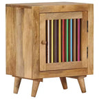 Table de chevet en bois de manguier massif | Chevet de style scandinave | Meuble de chambre rectangulaire | Marron