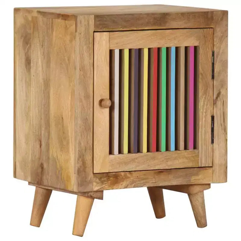 Table de chevet en bois de manguier massif | Chevet de style scandinave | Meuble de chambre rectangulaire | Marron