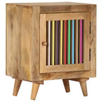 Table de chevet en bois de manguier massif | Chevet de style scandinave | Meuble de chambre rectangulaire | Marron