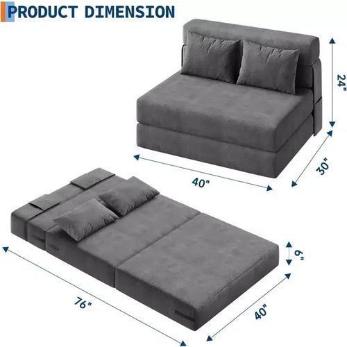 Canapé-lit pliant et fauteuil convertible 4 en 1, causeuse convertible 80, transat de sol capitonné