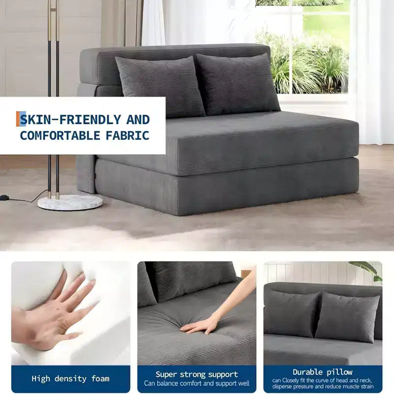 Canapé-lit pliant et fauteuil convertible 4 en 1, causeuse convertible 80, transat de sol capitonné